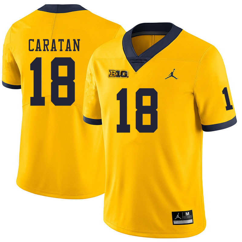 Men #18 George Caratan Michigan Wolverines College Football Jerseys Sale-Yellow